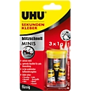 UHU secondelijm blitzschnell mini's 3 x 1 g, vloeibaar, watervast, set van 3