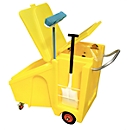 Umweltwagen für Feststoffe, Lagerbehälter & Sackhalterung, mit Klappdeckeln, 230 l, PE, gelb