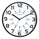 UNILUX Pop Wanduhr mit leisem Quarz-Uhrwerk, Ø 30 cm, ABS-Kunststoffrahmen, schwarz