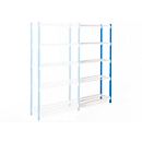 Universal clip-on shelving, additional module, 5 wire mesh shelves, load per shelf 122 kg, W 1250 x H 2000 x D 300 mm