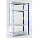 Universal clip-on shelving unit, base module, 5 sheet steel shelves, load capacity 200 kg, W 1250 x H 2000 x D 300 mm
