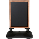 Update Display Kreidetafel WindPro WOOD, beidseitig beschriftbar, Kunststoff-Fuss, Laufrollen, magnethaftend, Kiefer, 590 x 780 mm