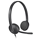 USB Headset Logitech H340, binaural, microphone réglable avec filtre antibruit, arceau de tête réglable, L 173 x P 65 x H 210 mm, noir