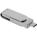 USB-Stick 3.0 4-in-1 OTG, USB-Typ-B, USB-Typ-C, Micro-USB und Lightning, Aluminium, silber, 16 GB