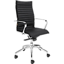 VANDA executive armchair, high backrest, leather, with armrests, black