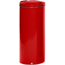 VAR compact double-door waste collector, for 120 l waste bags, with handle and lid, fire-resistant, bright red