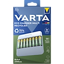 VARTA Batterie-Ladegerät Charger Multi Recycled, für NiMH-Akkus, USB-C, 100-240 V, inkl. 8x AA 2100mAh Akkus