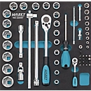 Vaste de rangement pour outils Hazet 163-224/57, 2/3 de module, avec assortiment d'outils, 57 pièces, mousse, noir/bleu