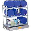 Vatenrek type 360, voor 6 vaten à 60 l, 2 roosters, 6 vatensteunen & GFK opvangbak voor 150 l