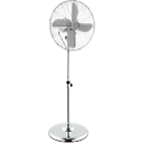 Ventilador de pie cromado, Ø 400 mm, altura ajustable 1040-1350 mm, 3 velocidades, rodetes metálicos