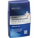 Verbanddoos Premium, voor in de auto, inhoud volgens DIN 13 164, temperatuurbestendig van -20 tot +130°, B 160 x D 70 x H 250 mm, polypropyleen, blauw