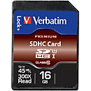 Verbatim memory cards SDHC/SDXC premium, storage capacity 16 GB,