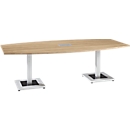Vergadertafel Quandos bootvorm, incl. netbox, B 2400 x D 1200 mm, eik masonic