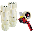 Verpakkingstape - polypropyleenfolie- B 50 mm x L 66 m - transparant - 12 rollen + afroller gratis - ons merk Schäfer Shop Select