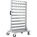 Verrijdbaar magazijn voor kleine onderdelen, aan 2 zijden stapelbaar, zonder open front magazijnbakken, B 825 x D 550 x H 1450 mm, staal, grijs