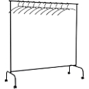 Verrijdbare kapstok MAULlimbo, uitschuifbare zijarmen, B 1510 x D 500 x H 1560 mm, zwart + 10 kleerhangers, vuilafstotend oppervlak, zwart