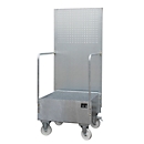 Verrijdbare lekbak met geperforeerde plaatwand, van staal, capaciteit 1 x 200 liter vat, gegalvaniseerd