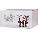Verzenddozen, met motief "Rendier in de sneeuw", tot 30 kg, buitenafmetingen 306 x 221 x 150 mm, fijn golfkarton, wit-bruin, 20 st.
