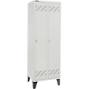 Vestiaire - 2 compartiments - l. 630 x P 500 x H 1850 mm - sur pieds - loquet rotatif- gris clair RAL 7035/gris clair RAL 7035 - notre marque Schäfer Shop Pure