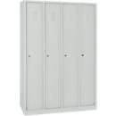 Vestiaire à 4 compartiments, sur socle, L 1170 x P 300 x H 1800 mm, serrure à cylindre, gris clair