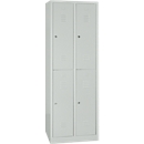 Vestiaire, deux étages, 2 x 2 compartiments, serrure à cylindre, gris clair/gris clair