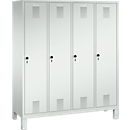 Vestiaire Evolo S 3000, acier, sur pieds, 4 compartiments, l. 400 mm chacun, came batteuse, gris clair RAL 7035/gris clair RAL 7035