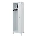 Vestiaire pompiers C+P Evolo Kombi, 2 compartiments pour 1 personne, avec porte-casque, pieds, L 600 x P 500 x H 1950 mm, gris clair RAL 7035