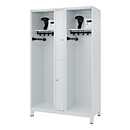 Vestiaire pompiers C+P Evolo Maxi, 4 compartiments pour 2 personnes, avec porte-casque, avec pieds, L 1200 x P 500 x H 1950 mm, gris clair RAL 7035