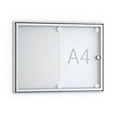 Vlak informatiebord, puntig, 2 x A4, Glazen deur met omlijsting