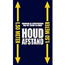 Voetmat “Afstand houden”, polyamide/vinyl, L 1500 x B 900 mm, blauw/geel/wit, Nederlandse markering