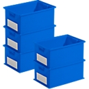 Voordeelset stapelbakken serie 14/6-2, PP-kunststof, inhoud 21 liter, blauw, 5 stuks 