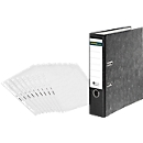 Voordelige set mappen Schäfer Shop Select, DIN A4, rugdikte 80 mm, 20 stuks, zwart + 50 brochurevakken Premium, DIN A4, transparant, glad/helder