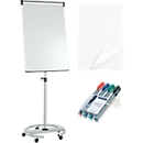 Voordelset: Flipchart MAULsolid - ronde voeten met wielen - met 2 zijarlen - inclusief: 5 blokken à 20 vellen + 4 markers