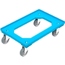 WALTHER Rollwagen 6410 V1, ABS Kunststoff, himmelblau, Ladefläche L 600 x B 400 mm, 4 Lenkrollen, bis 300 kg