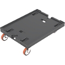 WALTHER Trolley 8620 V1, polypropylene, black, loading area L 800 x W 600 mm, 2 swivel &amp; 2 fixed castors, up to 500 kg