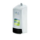 Wandspender für HERWE VIVA-Flaschen mit 1 l Volumen, manuell, abschliessbar, Sichtfenster, Montageset, B 135 x T 104 x H 262 mm, ABS-Kunststoff, weiss