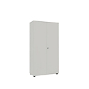 Wardrobe, 5 OH, 4 shelves, centre partition &amp; clothes rail, lockable, without acoustic front, W 800 x D 450 x H 1930 mm, chipboard, silver