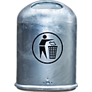 Waste bin, oval, 45 l, with self-closing stainless steel flap, hot-dip galvanized