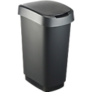 Waste garbage can Rotho TWIST, 50 l, 2 opening options, plastic, dark silver