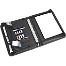 WEDO organisation folder, synthetic leather, with carrying handle and DIN A4 writing pad, black