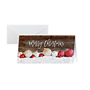 Weihnachtsmotiv-Karte "Red and white Christmas with dark wood", DIN lang (2/3 A4), 250g/m², 25 Stück, Weisskarton, Inkjet- & Laserdrucker