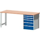 Werkbank cubio W-2077-11-2.34, gentiaanblauw