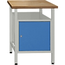 Werkbank met 1 deur en 1 legbord, B 600 x D 600 x H 840 mm, grijs/gentiaanblauw