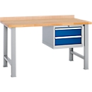 Werkbank mit Schubladenunterbau, 2 Schubladen, 500 kg Flächenbelastbarkeit, Buchenholz