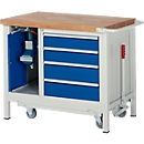 Werkbank Modell 8185, fahrbar, absenkbar, mit Schrank und Schubladen, B 1000 x T 700 x H 880 mm