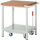 Werkbank Serie 8000, fahrbar, absenkbar, Ablageboden, B 750 x T 700 x H 880 mm