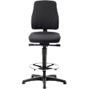 Werkstoel All-In-One 9631, opstaphulp en glijders, stoffen bekleding, Duotec zwart gemêleerd