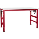 Werktafel Ergo K, met zwengel,  1000 x 800 mm, tafelblad melamine, robijnrood