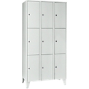 Wertfachschrank 300 mm, 3 Abteile, 9 Fächer, Sicherheitszylinderschloss, Fuß, lichtgrau