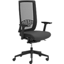 WIKI office chair, with armrests, mesh backrest, plastic frame, black